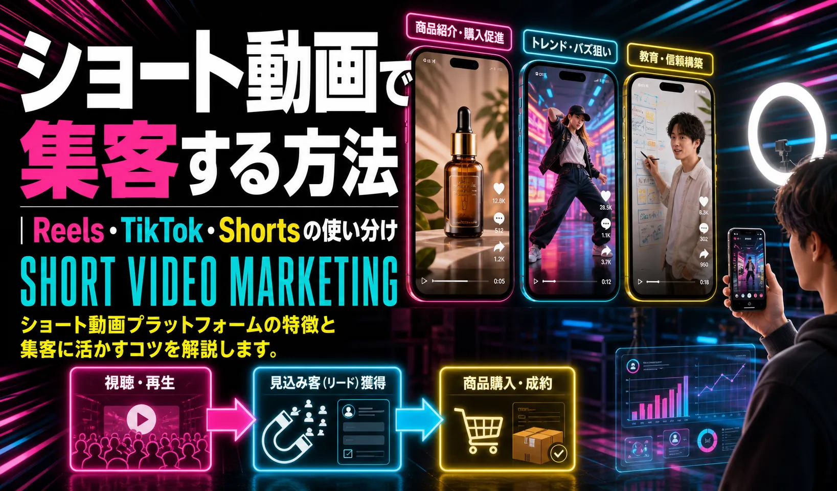 ショート動画で集客する方法｜Reels・TikTok・Shortsの使い分け