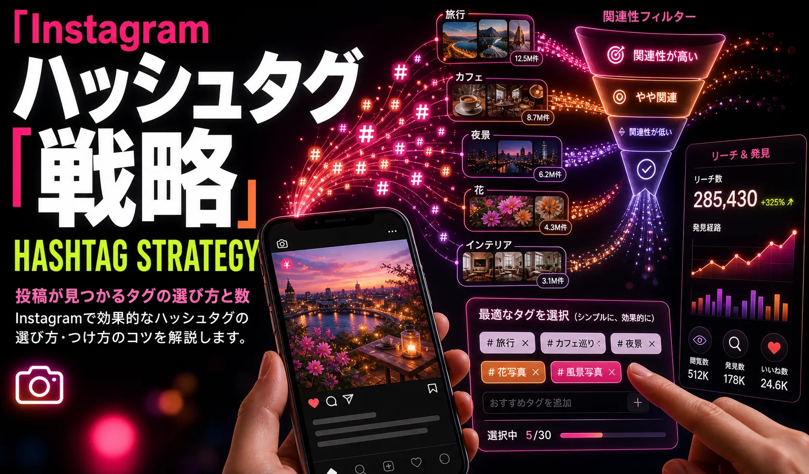 Instagramハッシュタグ戦略｜投稿が見つかるタグの選び方と数