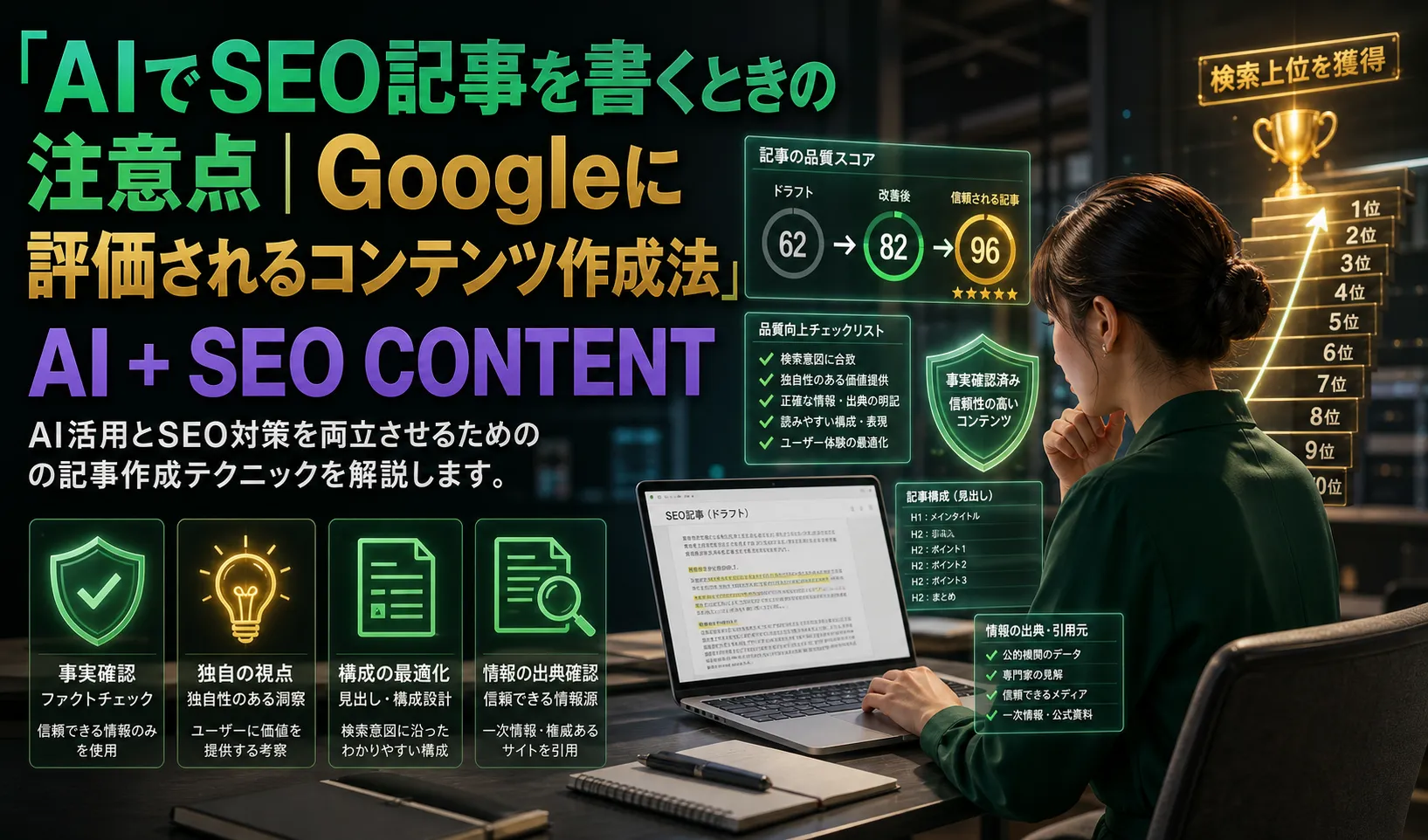 AIでSEO記事を書くときの注意点｜Googleに評価されるコンテンツ作成法